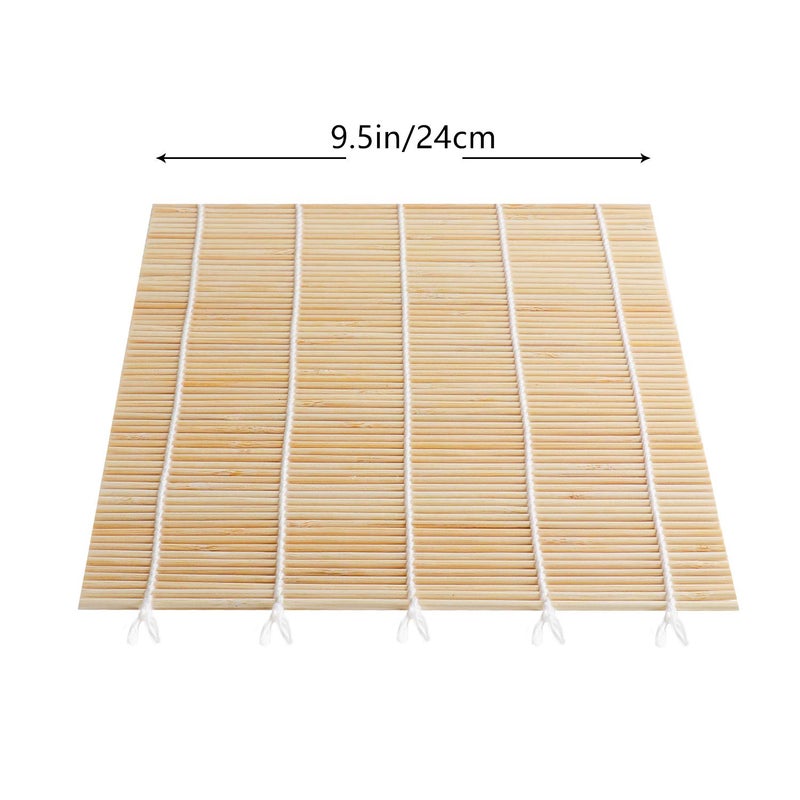 FUNGYAND Bamboo Sushi Rolling Mat with 2 Pairs of Chopsticks Natural Bamboo 9.5"x9.5" 2 Pcs Sushi Making Kit - Image 2